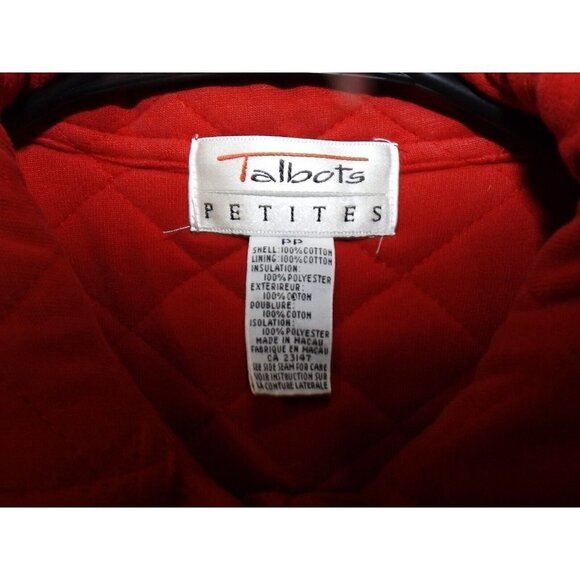 Talbots Petites PP Red Quilted Cotton Jacket Pockets Button Up - Picture 2 of 9